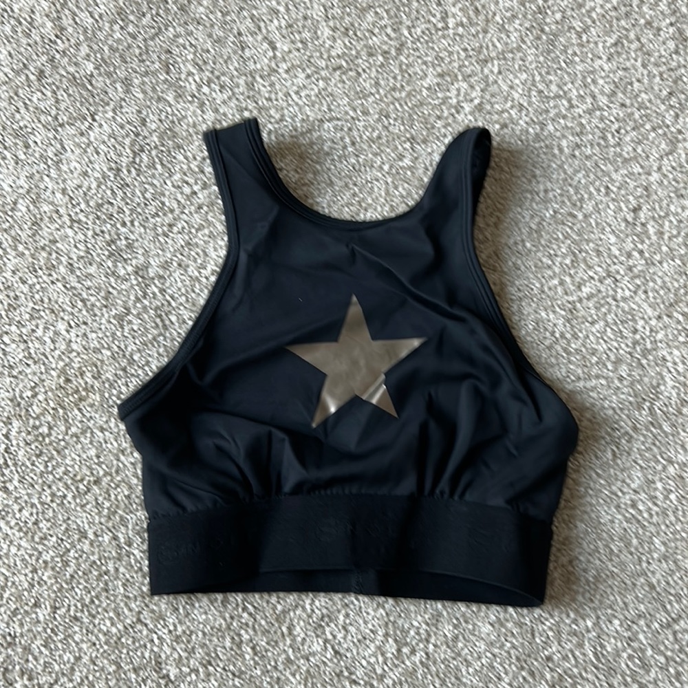 Noli Black Sports Bra with Metallic Star